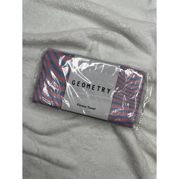 geometry Other - Geometry Fitness Towel 16x30 in Eco Recycled Material Blue Pink Striped Gym Yoga